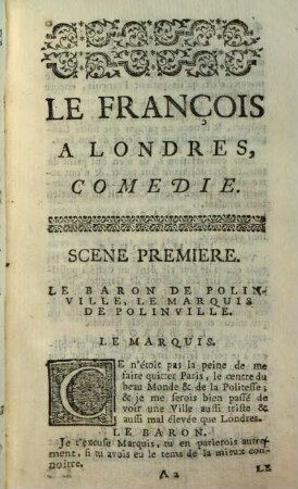 Les François à Londres : Comedie
