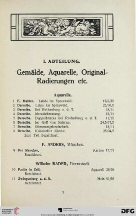Gemälde, Aquarelle, Original-radierungen (Nr. 1-230)