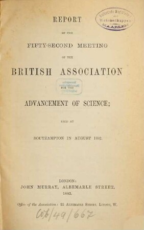 Report of the ... meeting. 52. 1882 (1883)