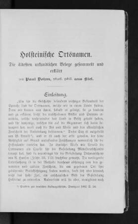 Holsteinische Ortsnamen : die ältesten urkundlichen Belege gesammelt und erklärt