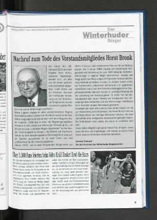 Nachruf zum Tode des Vorstandsmitgliedes Horst Bronk