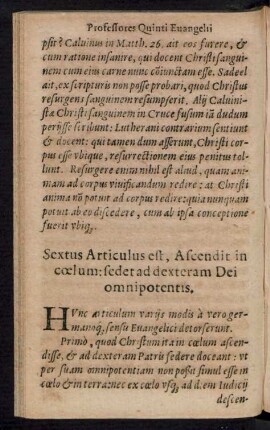 Sextus Articulus est ...