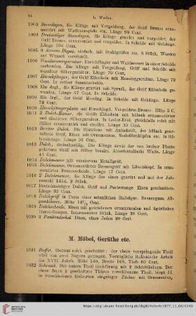 M. Möbel, Geräthe etc.