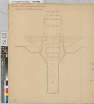 Henrichenburg (Castrop-Rauxel) Schachtschleuse (Schiffshebewerk) Schnitt und Ansicht des Oberhauptes und des Unterhauptes (1895) 1 : 100 90 x 150 Pause Haniel & Lueg, Düsseldorf Wasser- und Schiffahrtsdirektion Münster