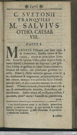 C. Suetonii Tranquilli M. Salvius Otho Caesar VIII.