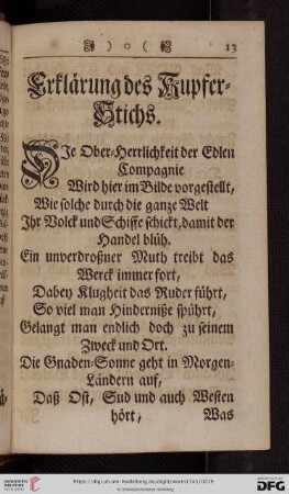 Erklaerung des Kupfer=Stichs