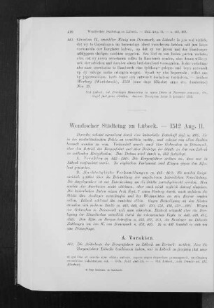 Wendischer Städtetag zu Lübeck. - 1512 Aug. 11.