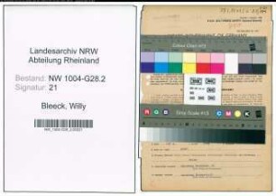 Entnazifizierung Willy Bleeck , geb. 12.10.1900 (Postsekretaer)