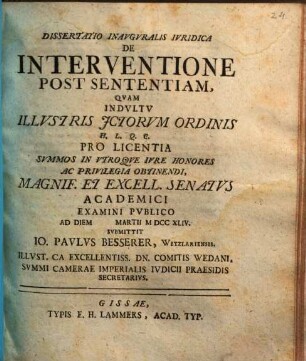 Diss. inaug. iur. de interventione post sententiam