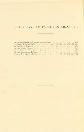 Table des cartes et des gravures