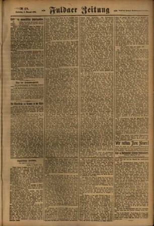 Zweite Ausgabe vom Sonntag, den 06. August 1922.