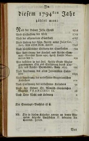 In diesem 1794sten Jahr zählet man:[...]