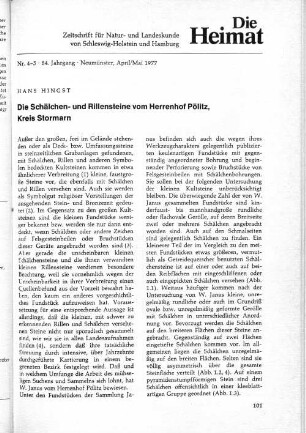 Die Schälchen- und Rillensteine vom Herrenhof Pölitz, Kreis Stormarn
