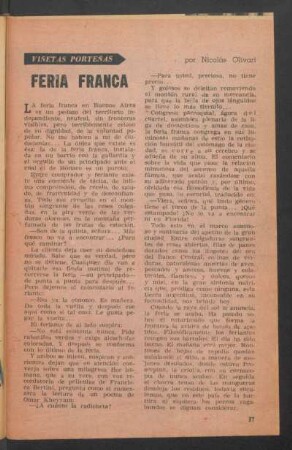 Feria franca : Viñetas porteñas