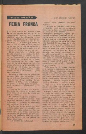 Feria franca : Viñetas porteñas