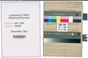Entnazifizierung Otto Neuenfeld , geb. 20.08.1901 (Arbeiter)