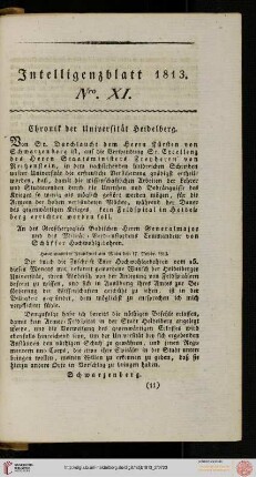 Intelligenzblatt Nro. XI