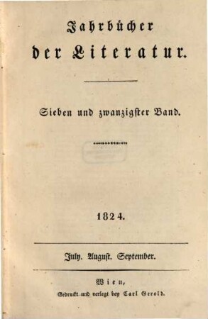 Jahrbücher der Literatur, 27. 1824
