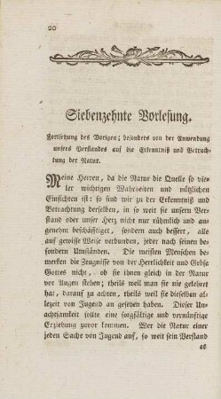 Siebenzehnte Vorlesung