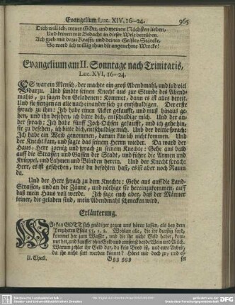 Evangelium am II. Sonntag nach Trinitatis, Luc. XVI, 16-24