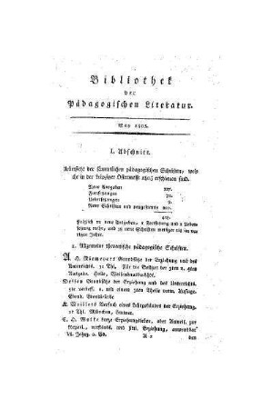Uebersicht der sämmtlichen pädagogischen Schriften, welche in der Ostermesse 1805 erschienen sind