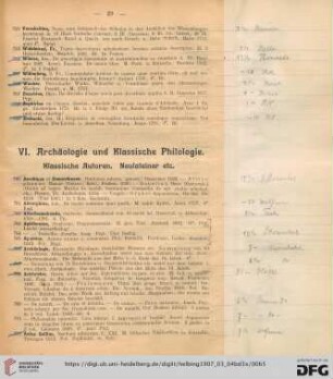 VI. Archäologie und klassische Philologie. Klassische Autoren. Neulateiner etc. (Nr. 760-1012)