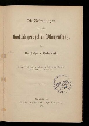 Die Bestrebungen für einen staatlich geregelten Pflanzenschutz