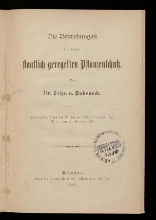 Die Bestrebungen für einen staatlich geregelten Pflanzenschutz