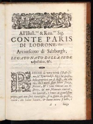 All'Illust.mo & Rev.mo Sig. Conte Paris Di Lodrone ...