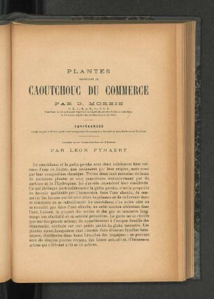 Plantes produisant le Caoutchouc du commerce.