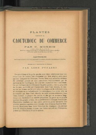 Plantes produisant le Caoutchouc du commerce.