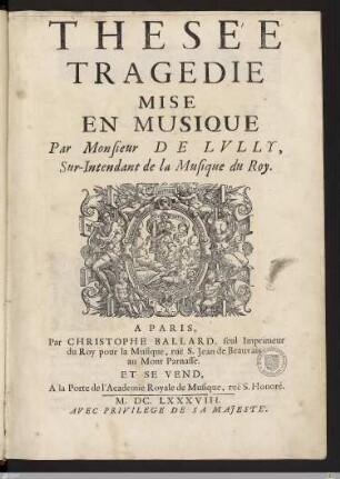 Thesée : Tragedie Mise En Musique