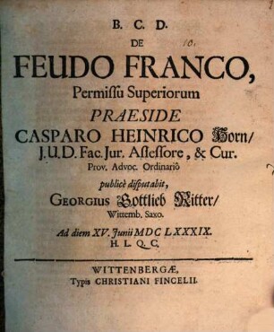 De feudo Franco, permissu superiorum