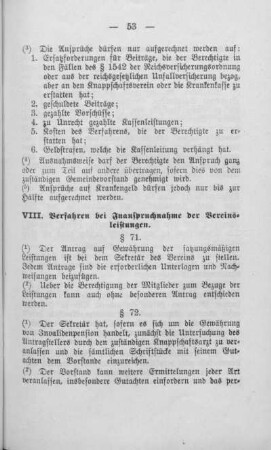 VII. Verjährung, Pfändung, Verpfändung und Uebertragung der Kassenleistungen.