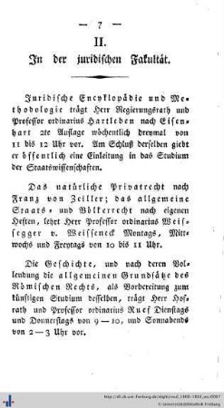 II. In der juridischen Fakultät.