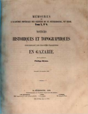 Notices historiques et topographiques concernant les colonies italiennes en Gazarie