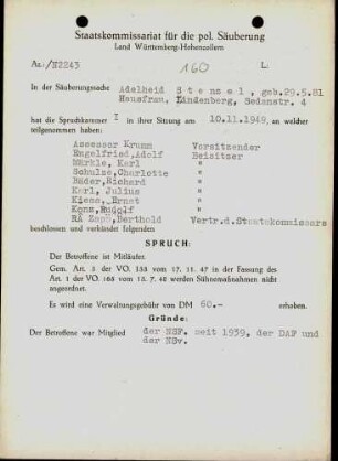 Stenzel, Adelheid
