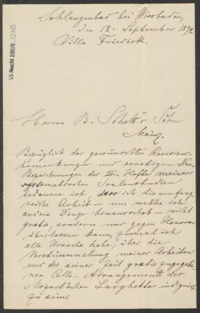 Brief an B. Schott's Söhne : 12.09.1892