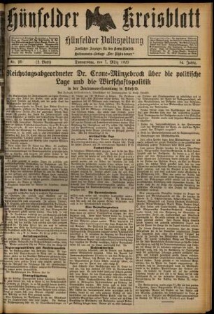 Zweite Ausgabe vom Donnerstag, den 07. März 1929.
