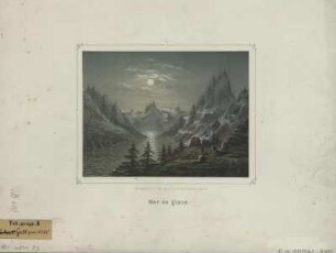 Ansicht des Gletschers Mer de glace (Eismeer) in der Montblanc-Gruppe, Farbendruck, um 1870 : Mer de glace. - Berlin : Storch & Kramer , [ca. 1870?]. - 1 Kunstbl. : Farbendr. ; 16 x 13 cm