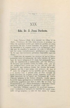 XIX. Rdo. Sr. D. Juan Perfecto