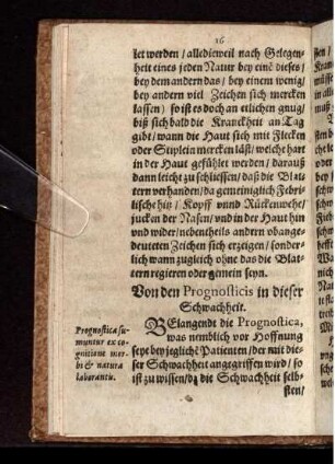 Von den Prognosticis in dieser Schwachheit.