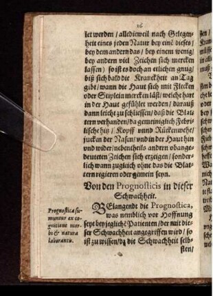 Von den Prognosticis in dieser Schwachheit.