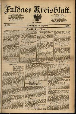 Erste Ausgabe vom Dienstag, den 24. Dezember 1895.