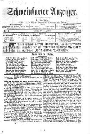Schweinfurter Anzeiger. 1869 = Jg. 2, 1 - 6