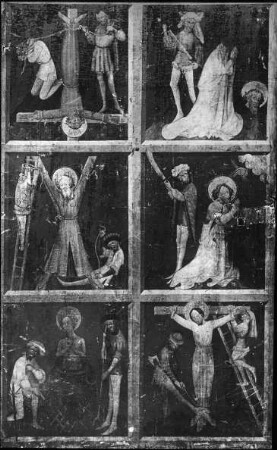 Erfurt, Angermuseum, Altarflügel aus der Predigerkirche, Martyrium der Apostel Petrus und Paulus, Andreas, Jakobus d. Ä., Johannes, Philippus