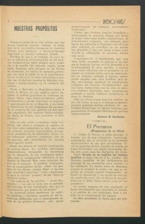 El precursor : (Fragmentos de un libro).