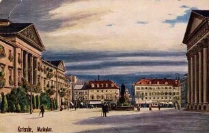 Postkartenalbum mit Motiven von Karlsruhe. "KArlsruhe. Marktplatz"