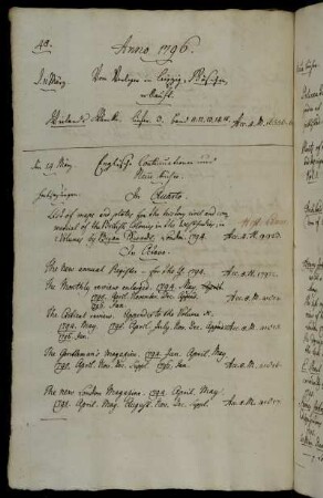 Vom Verleger in Leipzig, Göschen, erkauft. - Englische Continuationen und Neue Bücher.