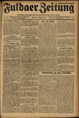 Erste Ausgabe vom Freitag, den 01. August 1924.